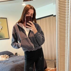 LA APPAREL HEAVY FLEECE CROPPED ZIP-UP HOODIE (GARMENT DYE)